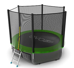 EVO JUMP External 8ft (Green) + Lower net. Батут с внешней сеткой и лестницей, диаметр 244 см (зеленый) + нижняя сеть